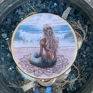 Mermaid Wall Art Tambourine- Blue & Sand Tones